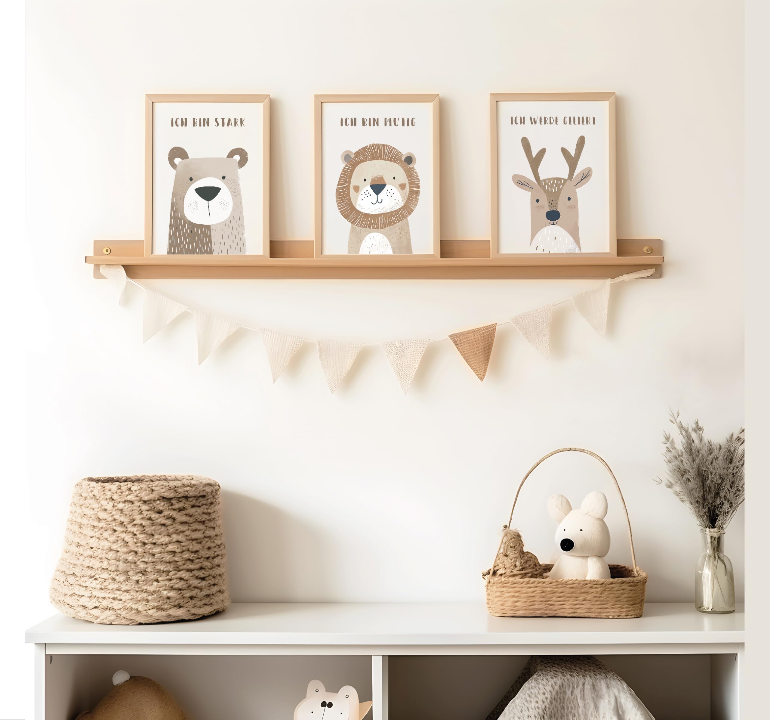 LAVEMA Poster affermativo per bambini, formato A4 (21 x 30 cm), animali, beige, immagini decorative per ragazze e ragazzi affermazioni