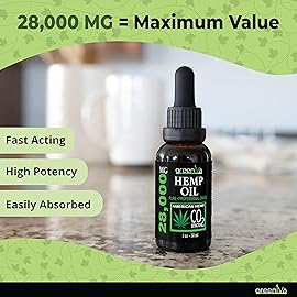 GreenIVe Hemp Oil Drops 28,000mg - Naturally Grown, Vegan, Rich in Omegas - Premium Hemp Oil Dropper - Non-GMO, Made in USA - 30mL (2 Pack)