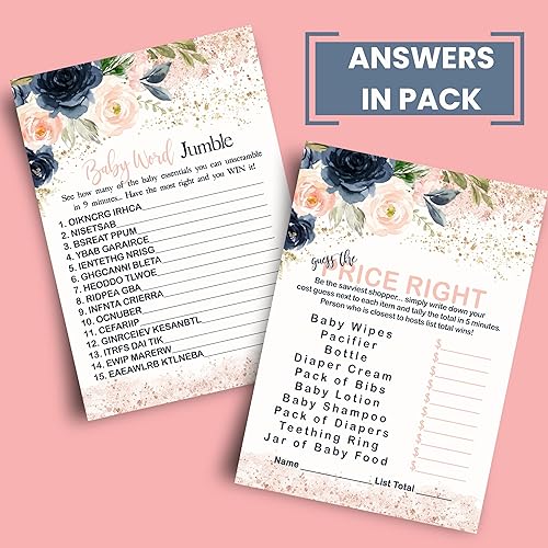 Miniatura 6 de Juegos de baby shower rosa para niñas: 25 actividades de baby shower para invitados, incluye palabras Scramble, adivina el precio, carrera de