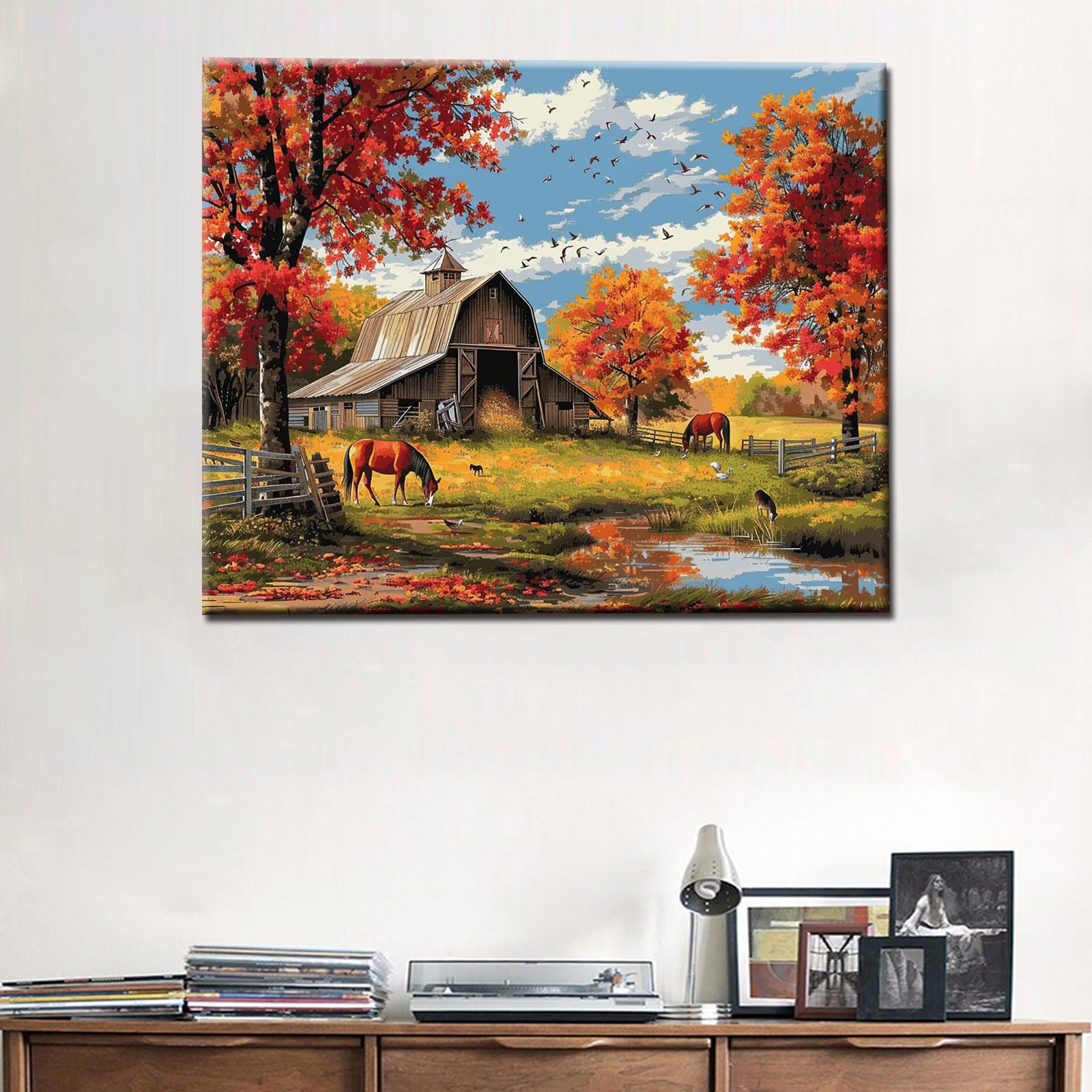 Amazon.com: Autumn Farm Scenery Paint by Numbers Kits 16x20 inch