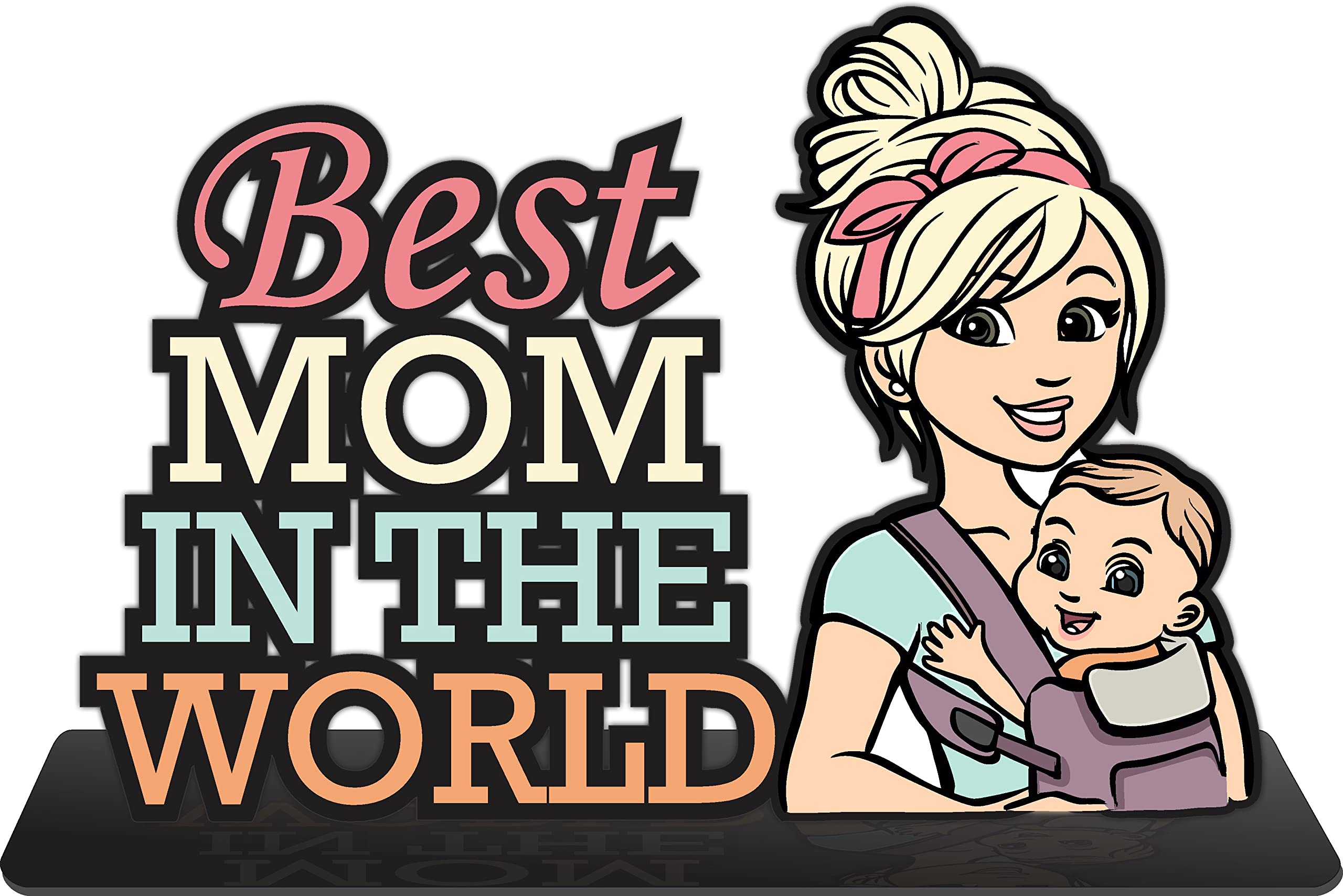 APS ART PLUS STORE Best Mom in The World Table Decorative Showpiece, Item for Mother, Decorative Showpiece