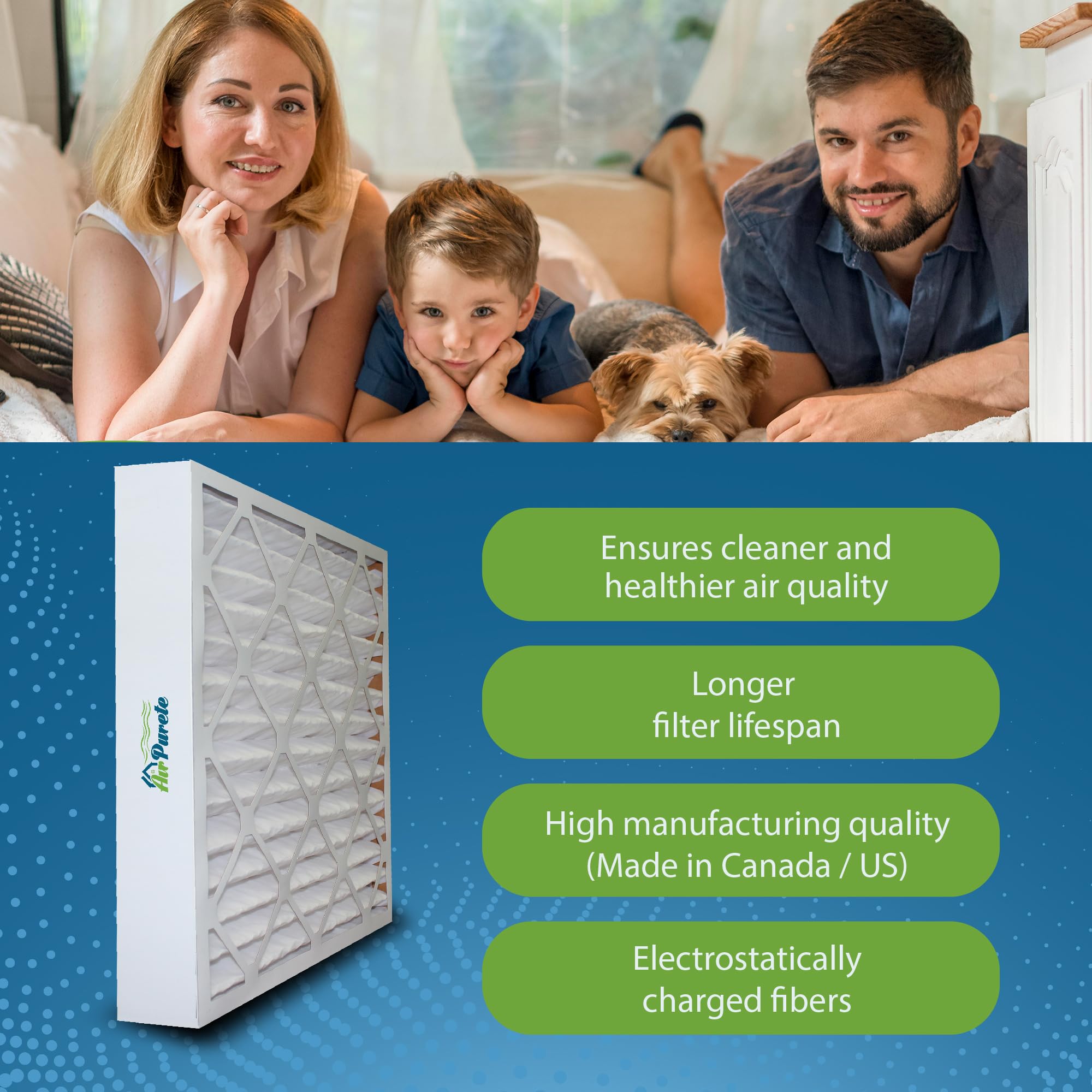 Air Purete 24 x 24 x 4 MERV 8 plisowany filtr powietrza (MPR 700) do filtrów piecowych HVAC AC, AP-CF24244 rzeczywisty rozmiar 23,38 x 23,38 x 3,75, opakowanie 6 sztuk