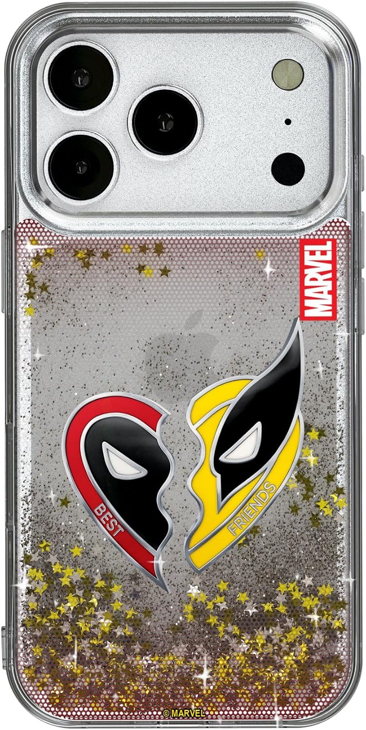 Keyscaper Marvel Deadpool Grid Glitter Cell Phone Case for iPhone 17 Pro