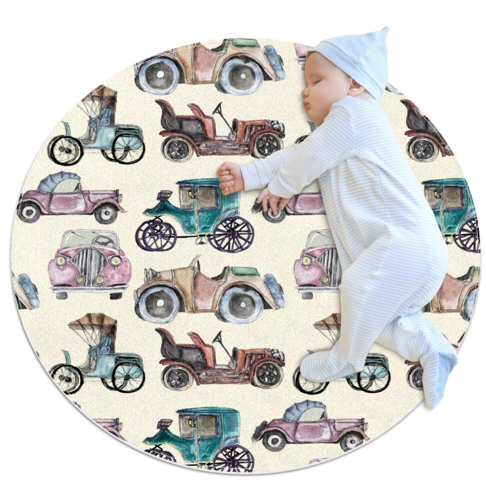 Tapis de salle de bain coloré rétro idéal pour décorer une chambre d'enfant avec ses voitures