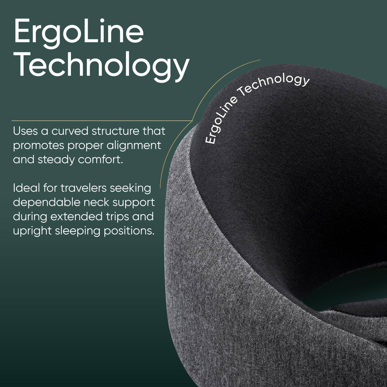 Proglobe Luxe Memory Foam Travel Neck Pillow for Airplanes, Ergonomic 360° Support with Soft Chin Support, Organic Cotton Cover, Compact Compression Bag, Ash Black