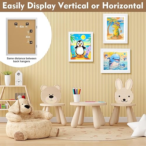 Miniatura 4 de Paquete de 4 marcos de arte para niños de 10 x 12.5 pulgadas en color blanco, marcos de arte para niños, apertura frontal intercambiable de 8.5 x 11