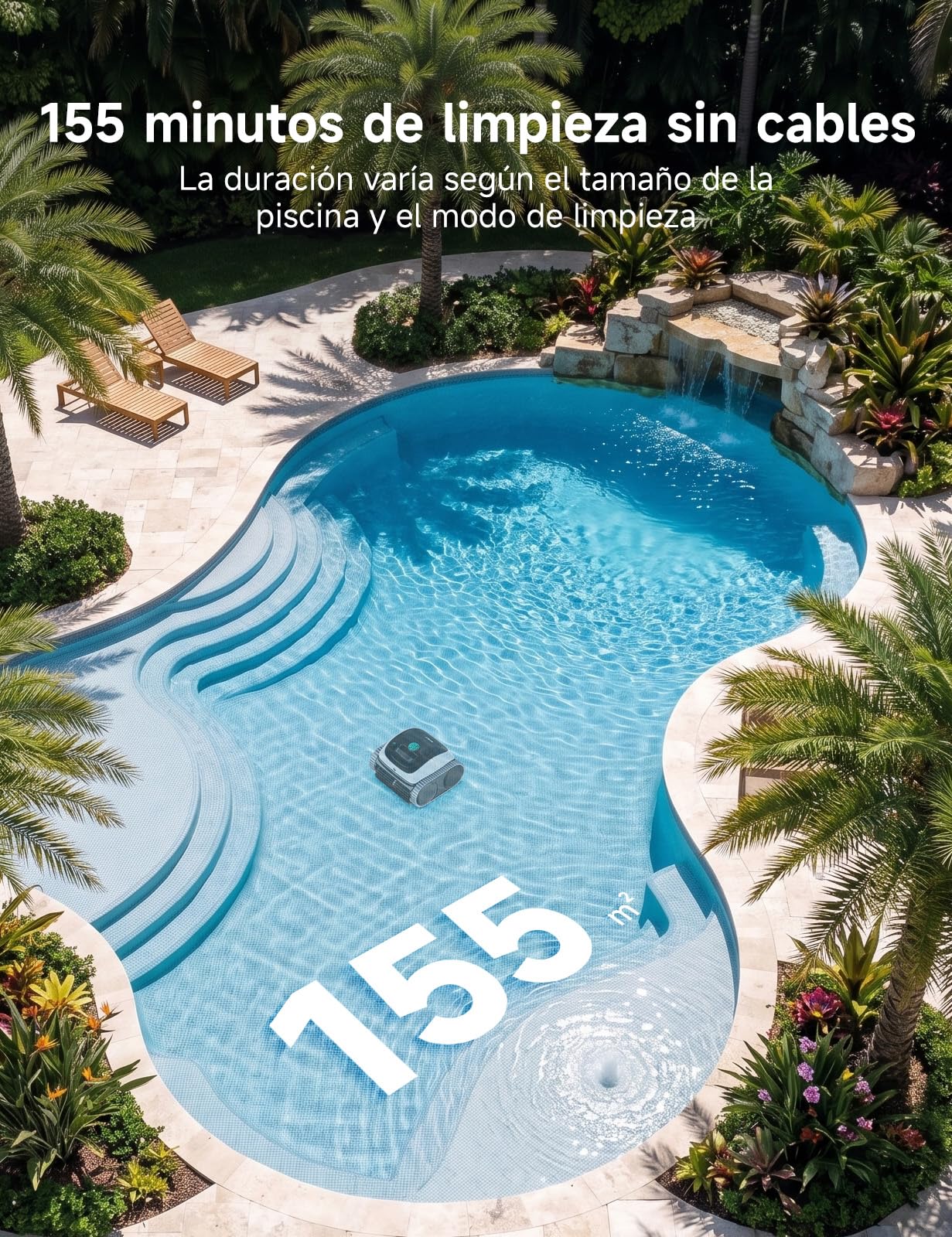 WYBOT C1-P Robot de Piscina y Robot limpiafondos Piscina, Robot Piscina limpiafondos y Paredes - 4 en 1 Aspirador sin Cable, succión Mejorada, 5 Modos, App, 155m² – Verde Noche Escarchada