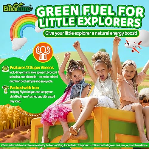 Miniatura 4 de Multivitaminas para niños + gomitas Super Greens para mayores de 4 años, con espirulina, clorella, espinacas, brócoli, calcio, omega-3 (DHAEPA),
