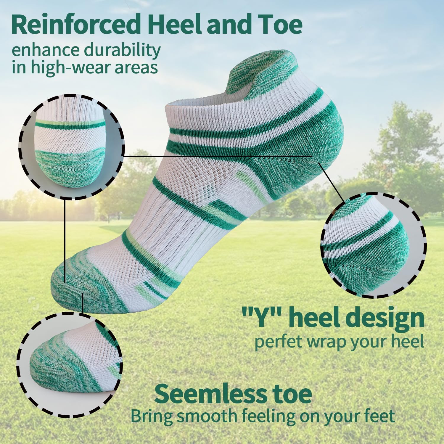 BIOAUM Womens Cotton Ankle Anti-blister Thick Cushioned Wicking Odor Resist Athletic Running Socks 5-6 Pairs - Image 5