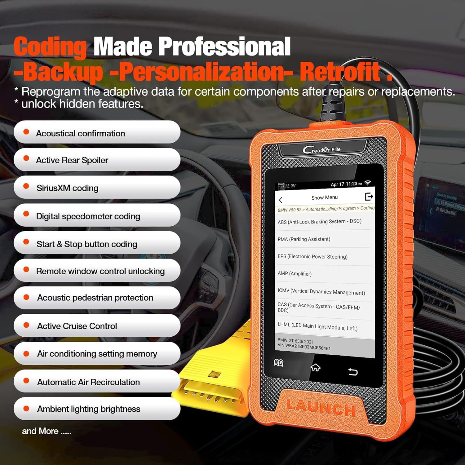 LAUNCH X431 Creader Elite Narzędzie diagnostyczne OBD2 dla BMW/dla MINI/dla ROLLS ROYCE Ta sama funkcja, kompletny system, reset 50+, sterowanie dwukierunkowe, kodowanie ECU
