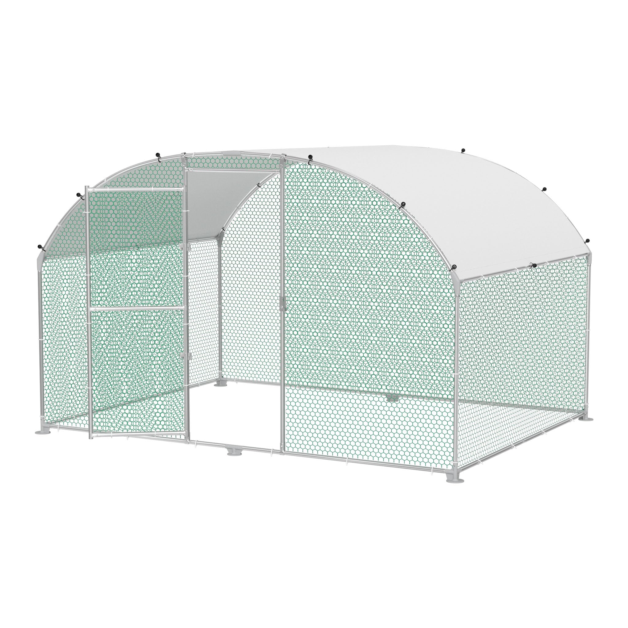 XMTECH Hühnerstall 3×2 m Metall Freilaufgehege, Geflügelstall für Kleintiere, Verzinkter Stahlrahmen mit PE-Dach, Bogenaufsatz Außengehege