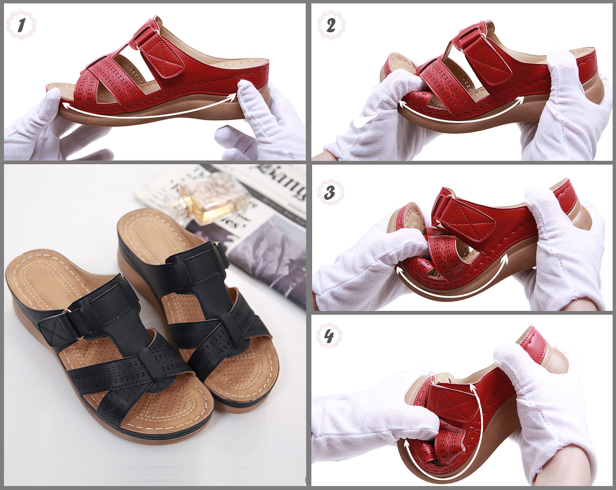SMajong Sandales Femme été Mode Mules Femmes Compensées Chaussons Confortable Bout Ouvert Plateforme Pantoufles Chaussures de Plage