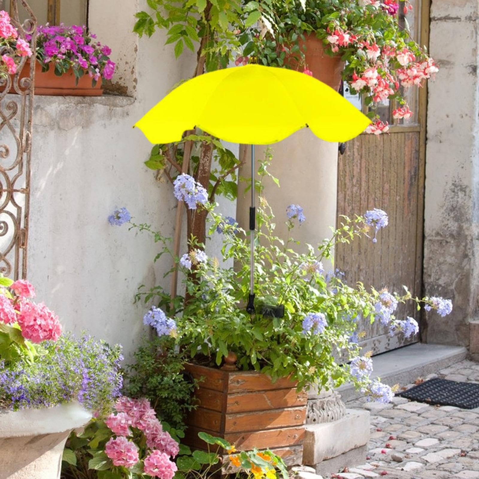 ????? Plant Umbrella for Outdoor Plants Shade Umbrella Adjustable Sturdy Garden Cover for Garden Bed Flower Pot, Yellow