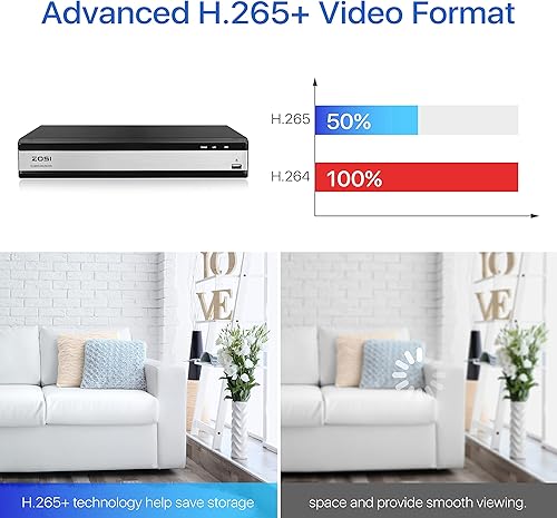 Miniatura 8 de ZOSI H.265+ 16 canales 1080P Grabadora DVR de seguridad de video con disco duro de 4 TB, híbrido de 16 canales 4 en 1 CCTV DVR para sistema de