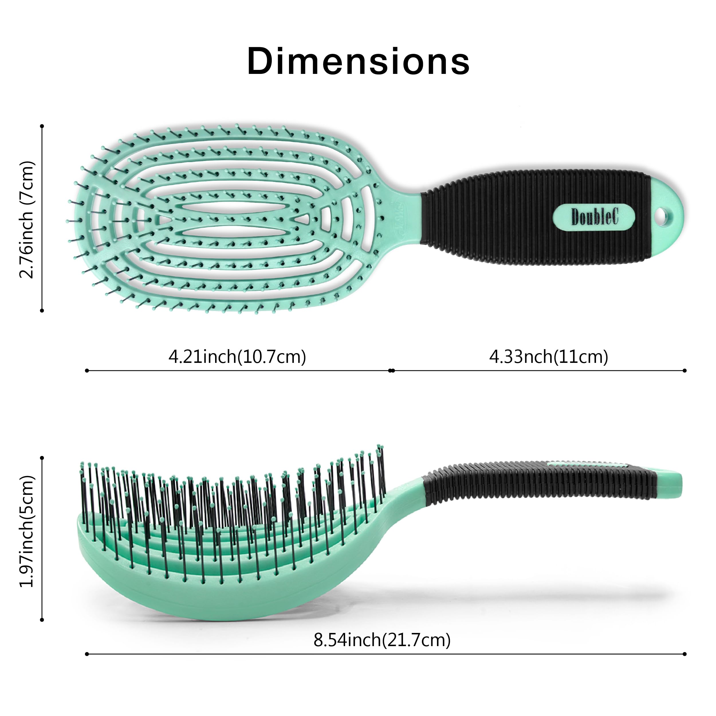 NEW VIDEO! NuWay 4Hair! U.S. Patented Professional Detangling! DoubleC is Double Curved! Best Brush for Applying Any Hair Product! Vented Back - suszarka do włosów Safe (miętowa zieleń)