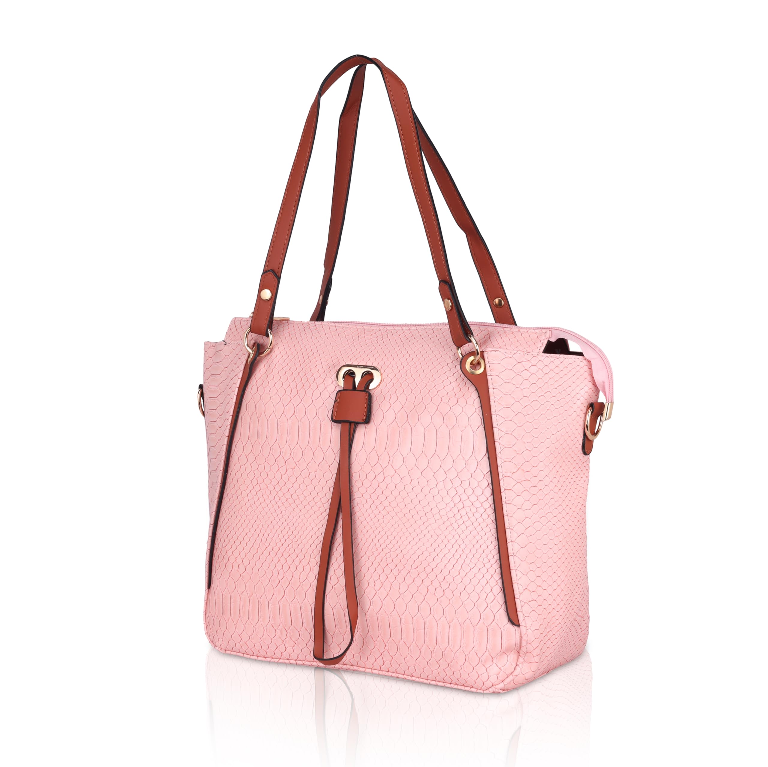 DAZZLE Pu Leather Effortless Organization Stylish Rectangular Pu Ladies Tote Bag With Multiple Pockets (Pink) (B0CVN88DW1) Amazon Price History, Amazon Price Tracker