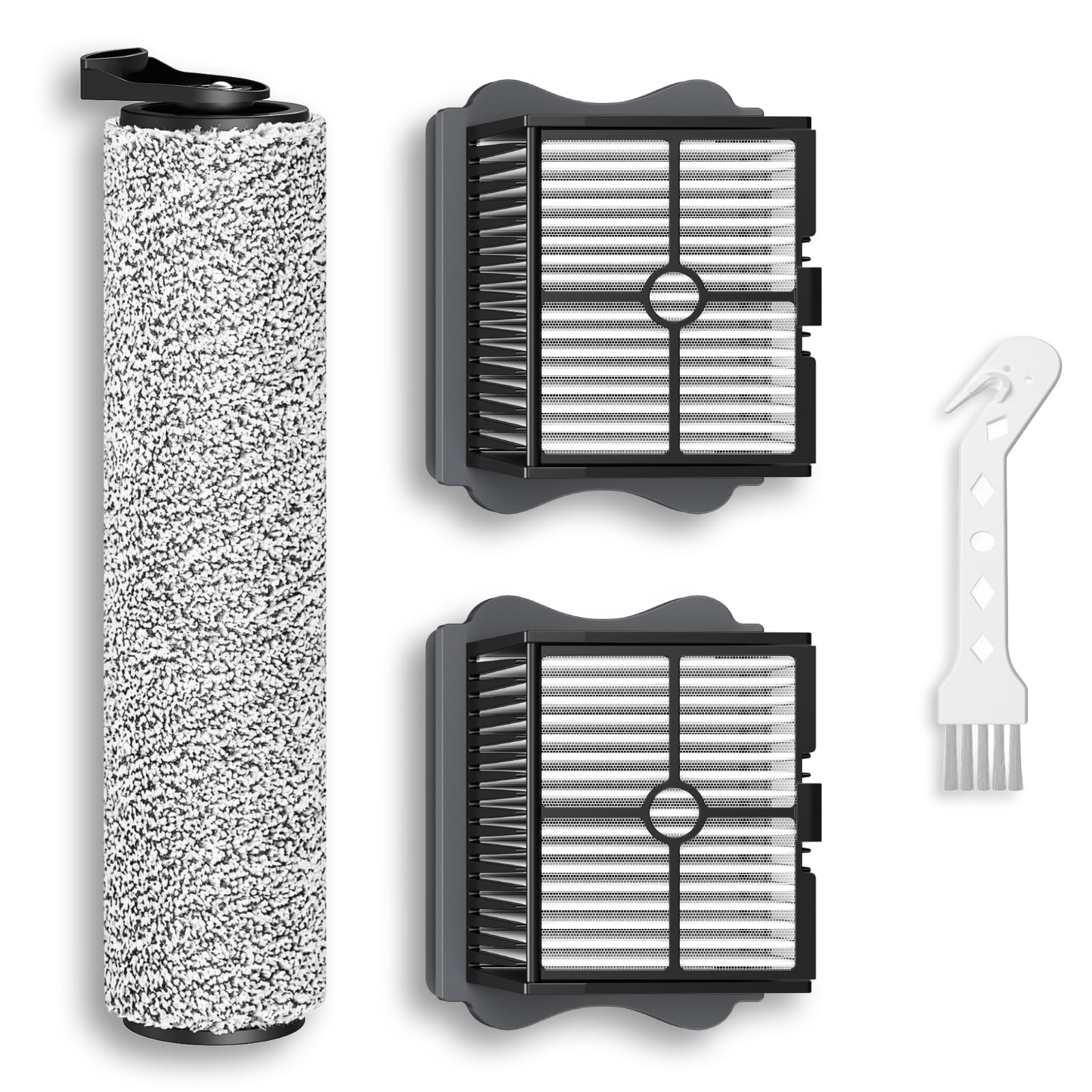 1+2 Pack iFloor 3/ S3 Brush Roller and HEPA Filter Set Compatible with Tineco iFloor 3/ Floor One S3 Cordless Vacuum Cleaners, 1 Pack Brush Roller + 2 Pack Vacuum HEPA Filters + 1 Pack Cleaner Tool