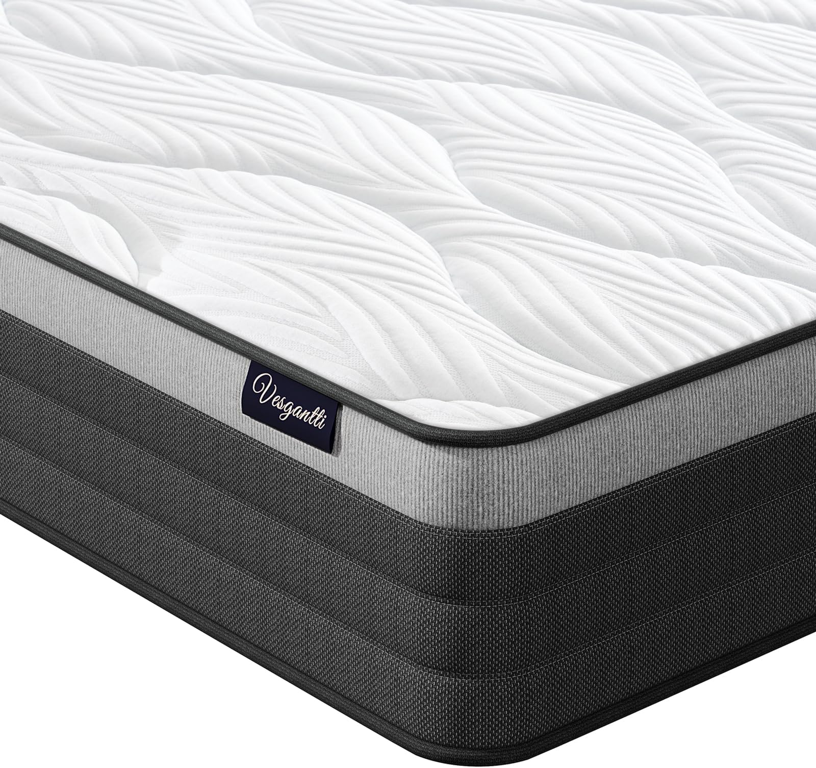 Vesgantti Double Mattress, 10.2 Inch Hybrid Mattress 4FT6 with Individual Pocket Springs and Breathable Gel Memory Foam, Medium, 135x190x26cm