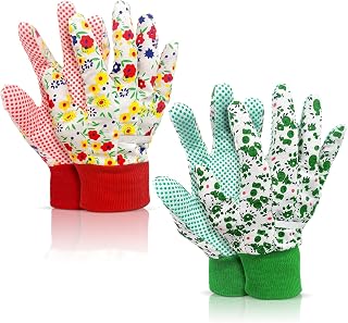 Obidodi Gardening Gloves for Women, 2 Pairs Ladies Men/Women Comfortable Gardening Working Gloves, Garden Safety Work Gloves with Elastic Cuffs and Non-Slip for Weeding, Digging, Raking and Pruning