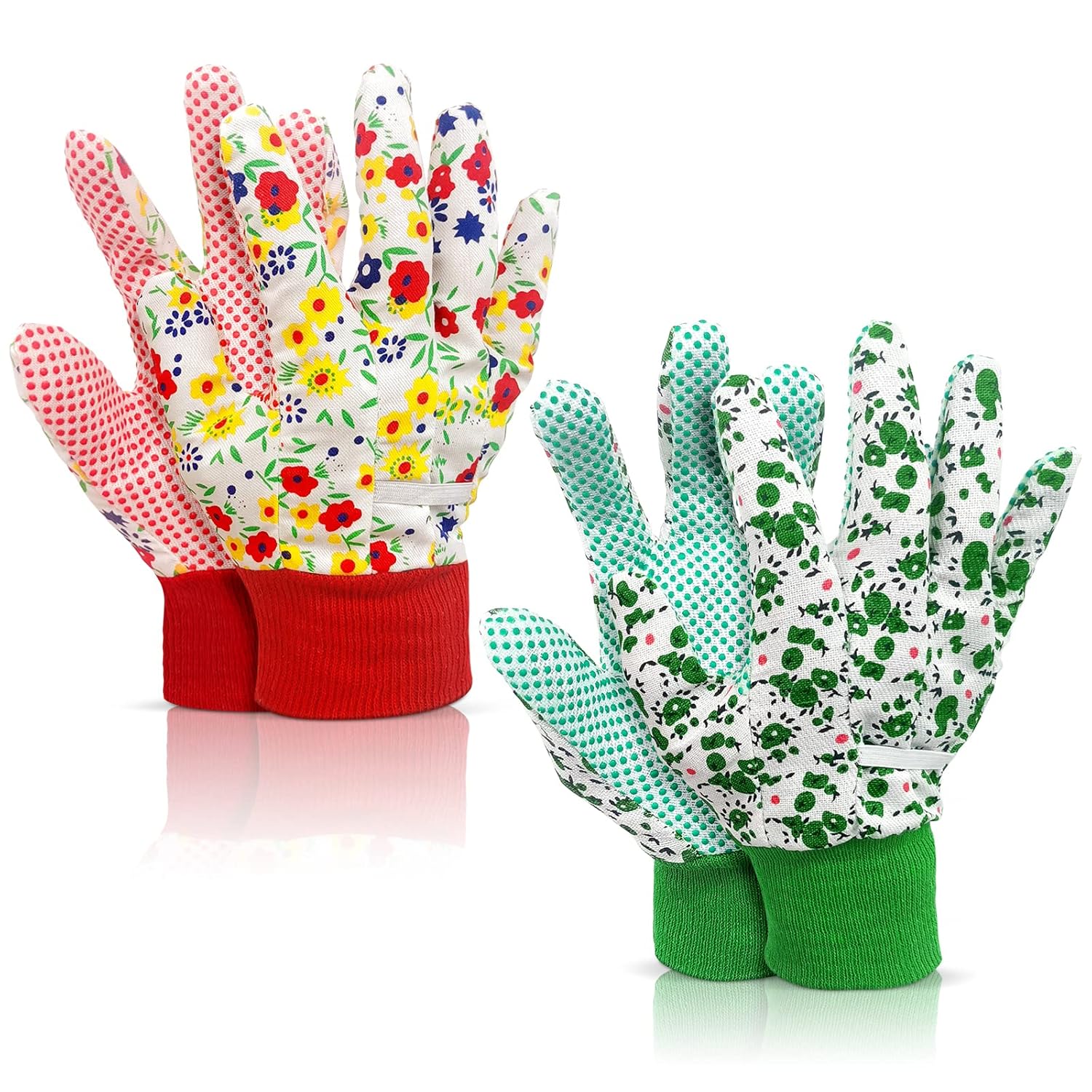 Obidodi Gardening Gloves for Women, 2 Pairs Ladies Men/Women Gardening Working Gloves, Garden Safety Work Gloves with Elastic Cuffs and for Weeding, Digging, Raking and Pruning, green+red Obidodi Gardening Gloves for Women, 2 Pairs Ladies Men/Women Gardening Working Gloves, Garden Safety Work Gloves with Elastic Cuffs and for Weeding, Digging, Raking and Pruning, green+red