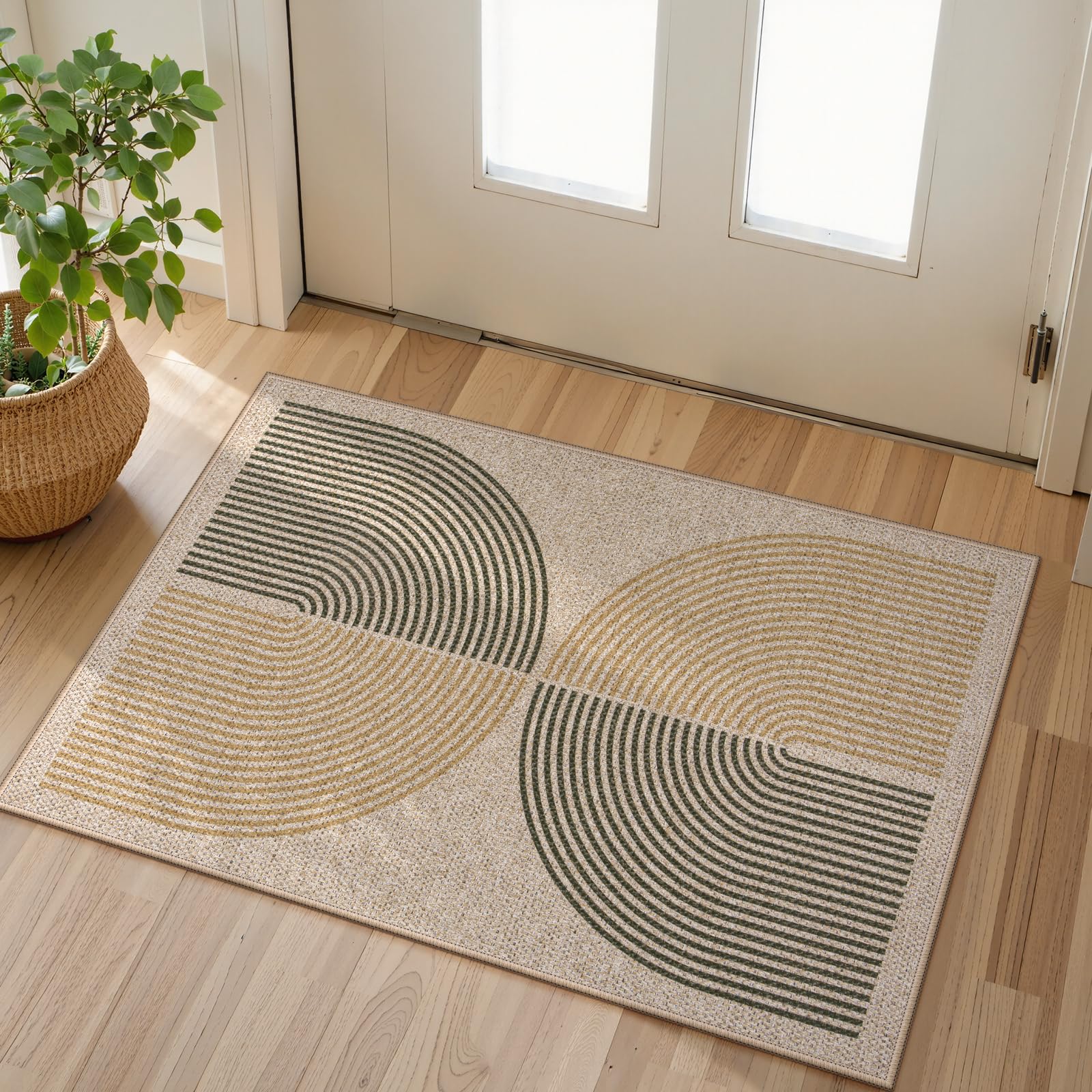 Lahome Rainbow 20"x32" Door Mat Indoor Entrance, Small Indoor Outdoor Door Easy Jute Rug, Farmhouse Neutral Non Slip Non Shedding Washable Kitchen