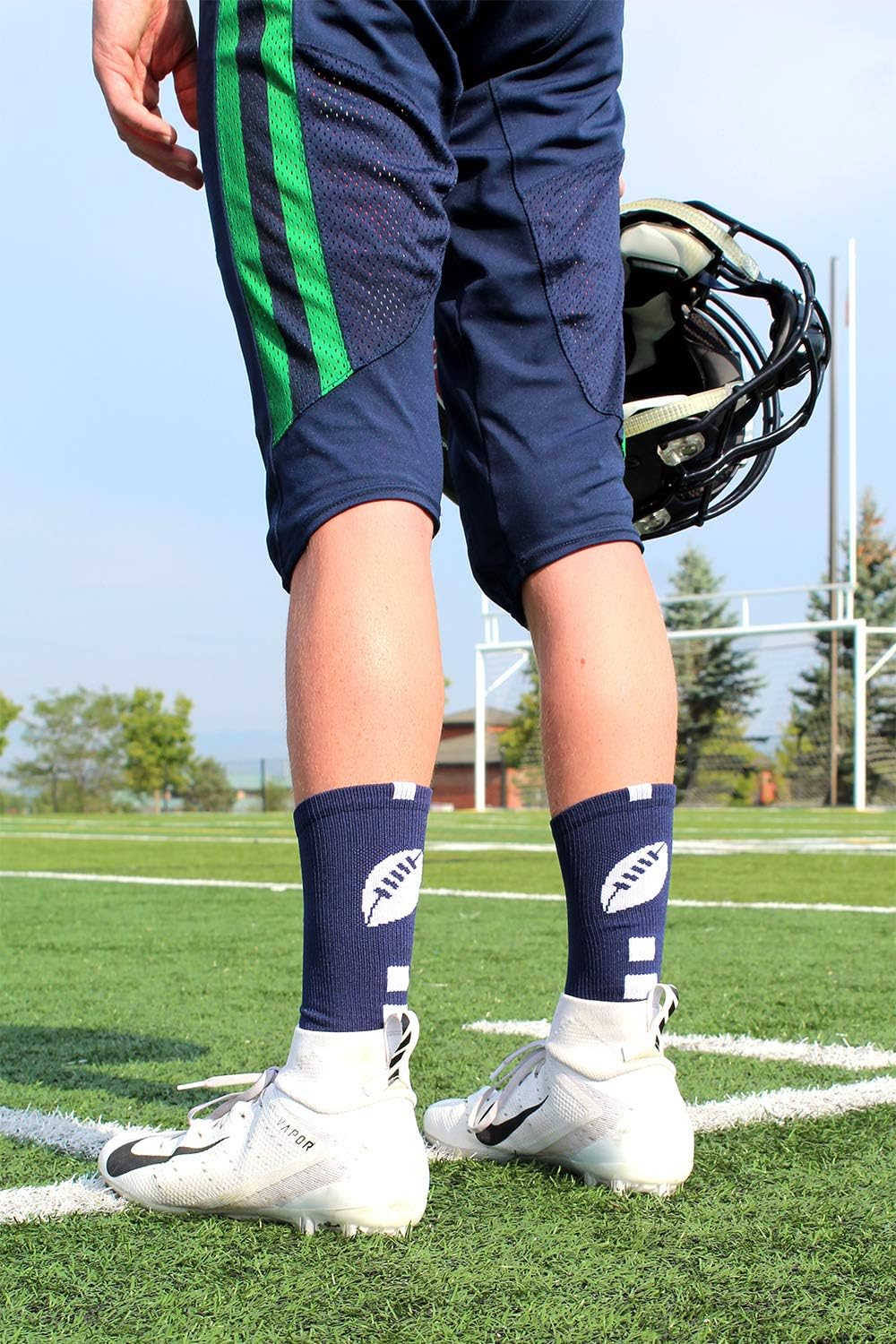 MadSportsStuff Football Socks Crew Length for Boys or Men, Football Gift : Sports & Outdoors