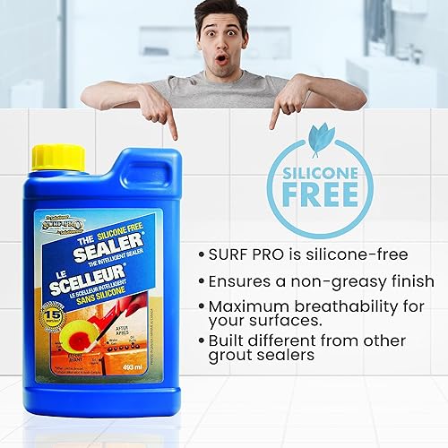 Miniatura 4 de Surf-Pro - Sellador inteligente de lechada, fórmula invisible, sin olor, sin silicona, fácil aplicación con esponja o cepillo, conserva el color de