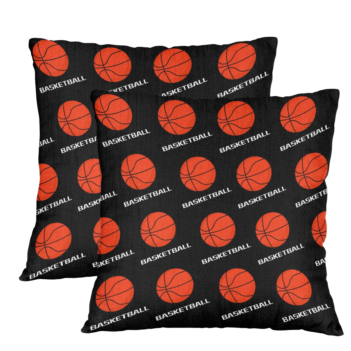 Housse de coussin basketball noir style bohème champêtre en grand format