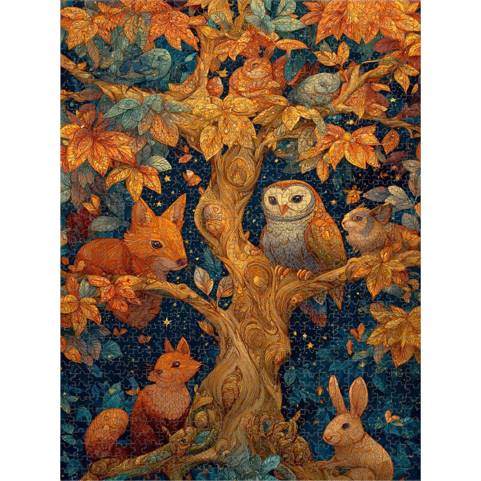 Puzzle 1000 Pièces, Animal & Arbre Puzzle en Bois Durable 1T#1335 | Puzzle en Bois, Découpe de Précision, Encres aux Couleurs Vives, Loisir Relaxant, Décoration Intérieure, Cadeau, 50x75cm