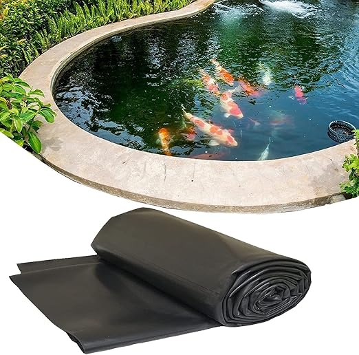 Image CIDMUS Garden Pond Liner Durable Pond Skins 0.26mm Thick Rubber Pond Tarp Flexible Fish and Plant Friendly (Color : Black, Size : 10x10m)