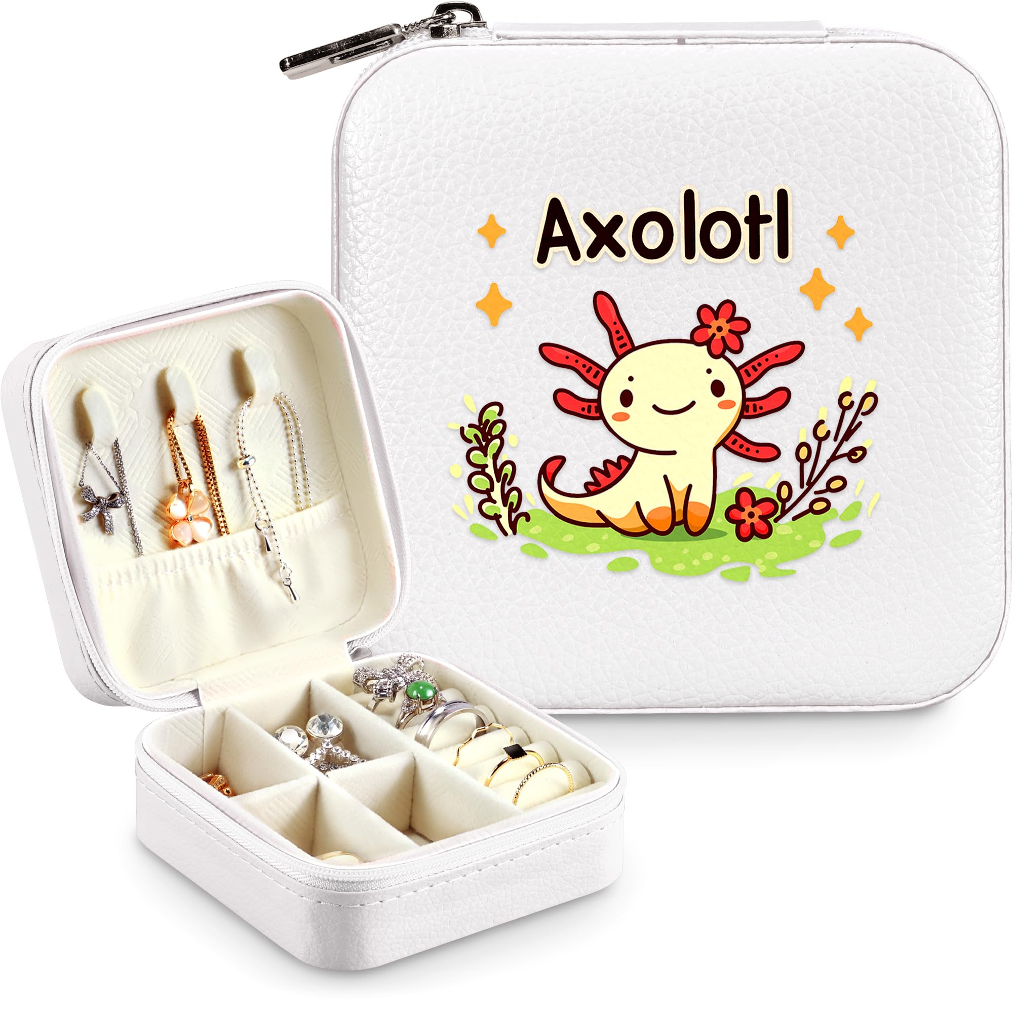 BJDAMAI Axolotl Jewelry Box Gift for Kids Teens 8-12 Years Old Axolotl Lovers Jewelry Box Decorative Items Travel Rings Earrings Necklace