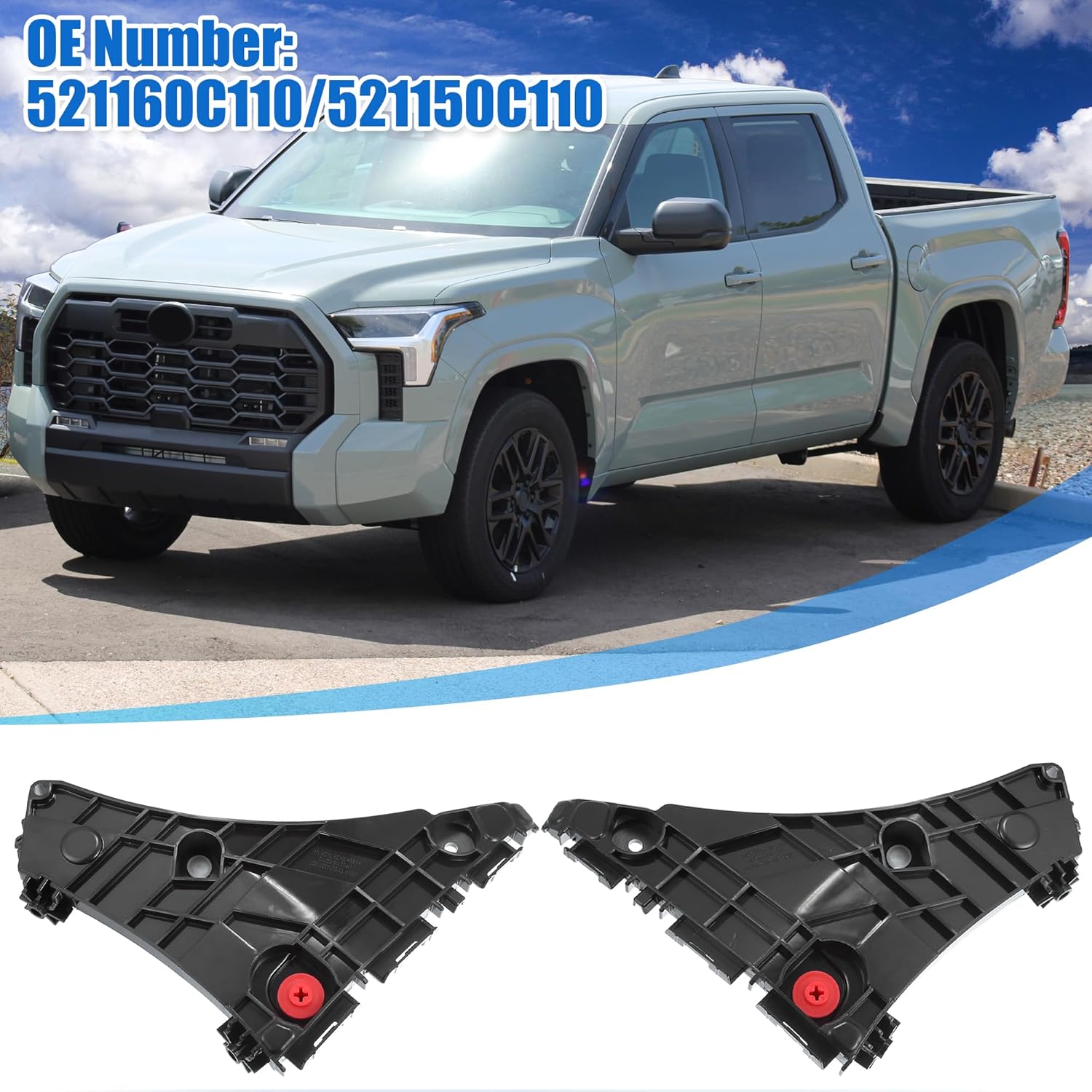 X AUTOHAUX Pair of Front Bumper Bracket Retainer Spacer Mounting Support for Toyota Tundra 2014-2021 No.521160C110/521150C110 Plastic Black