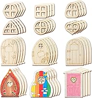 Vista 1 de 48 piezas de puertas de jardín de madera para manualidades, mini ventana, casa de hadas, kit de bricolaje sin terminar, puerta en miniatura sin