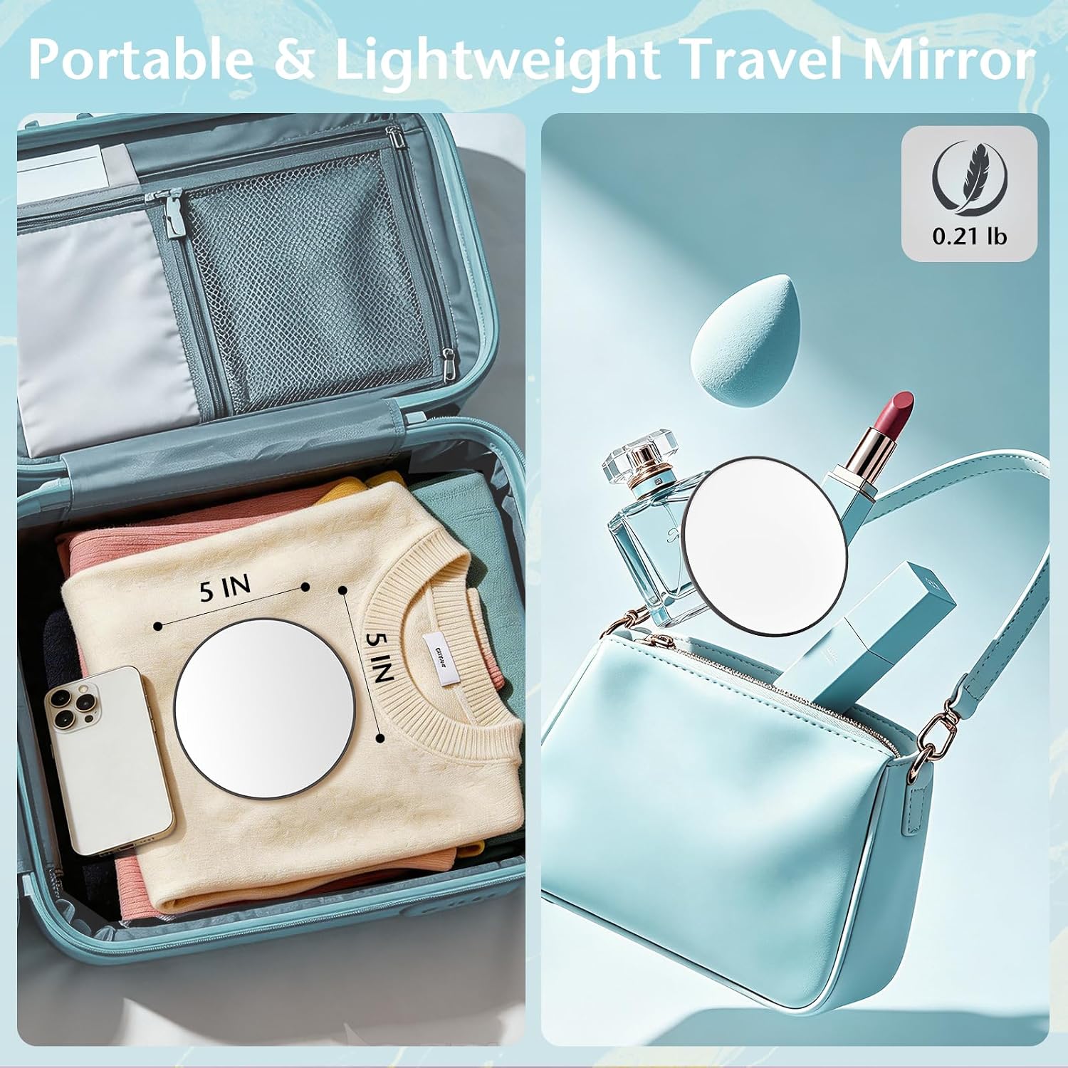 40X Handheld Magnifying Mirror丨5inch Makeup Magnified Mirror & Tweezers Set