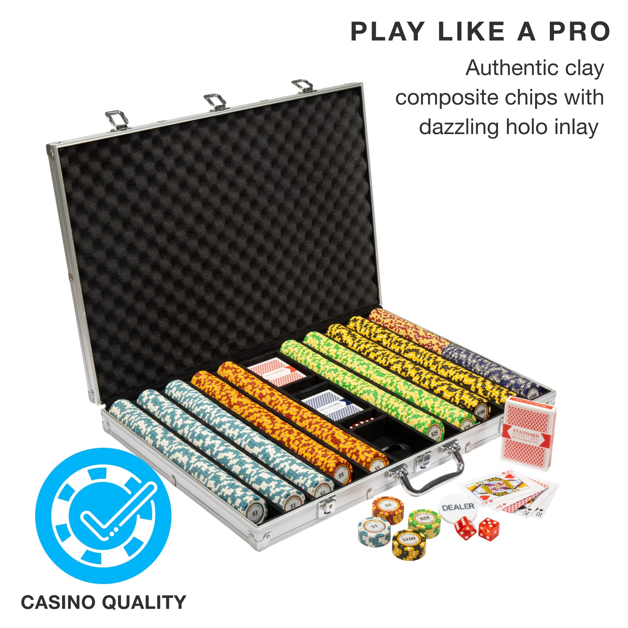 Amazon.com: Brybelly 14 Gram 1000 Count Poker Set - Monte Carlo