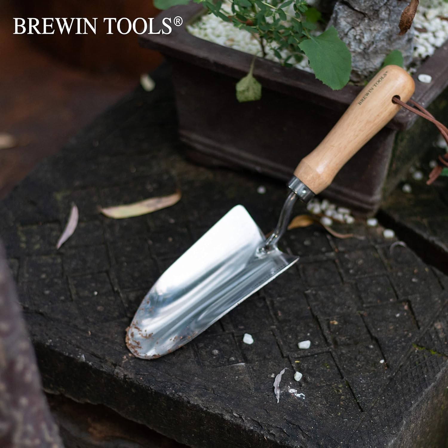BREWIN TOOLS Garden Trowel with Gloves,Small Hand Shovel,Heavy Duty Polished Stainless Steel Gardening Tools Potting Shovel with Ergonomic Hardwood Handle for Planting Digging Weeding in Flowerbeds : Patio, Lawn & Garden