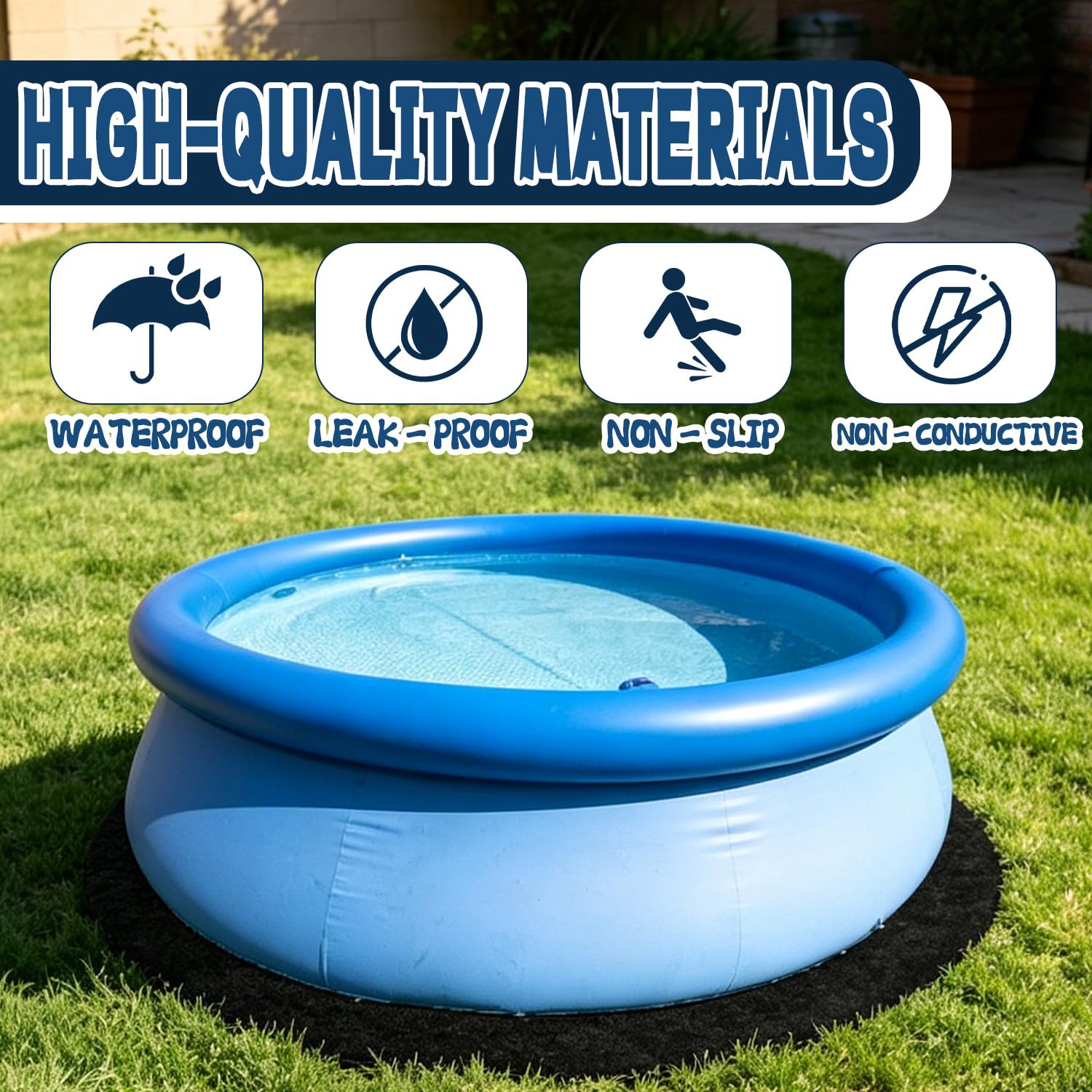 3m Pool Bodenplane Rund, Poolunterlage 305cm Rund, Pool Unterlage Outdoor, Bodenschutzmatte für Pools, UV-beständig & Reißfest Schwimmbecken Unterlage, Rutschfeste Pool Bodenmatte für Garten & Rasen