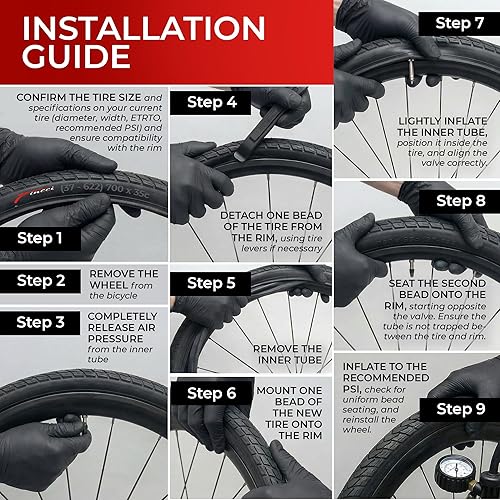 Miniatura 9 de Fincci Par de neumáticos plegables 37-622 de 700x35c con protección antipuntura de 0.039 in para ciclo, carretera, montaña, MTB, híbrida, turismo