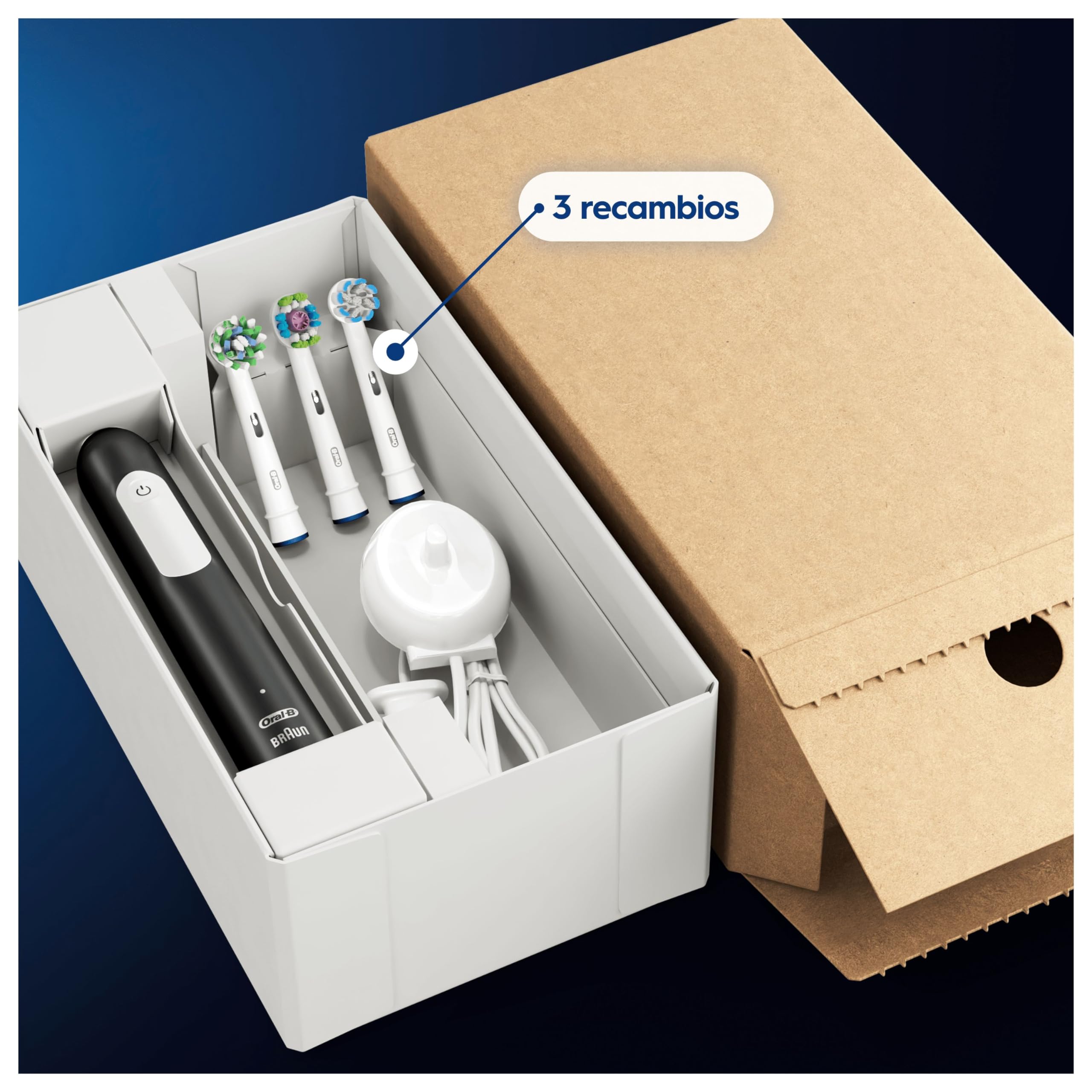 Oral-B Pro Series 1 Cepillo de Dientes Eléctrico con Mango Recargable y Cabezal, Diseñado por Braun, Regalos Originales para Mujer y Hombre - Negro