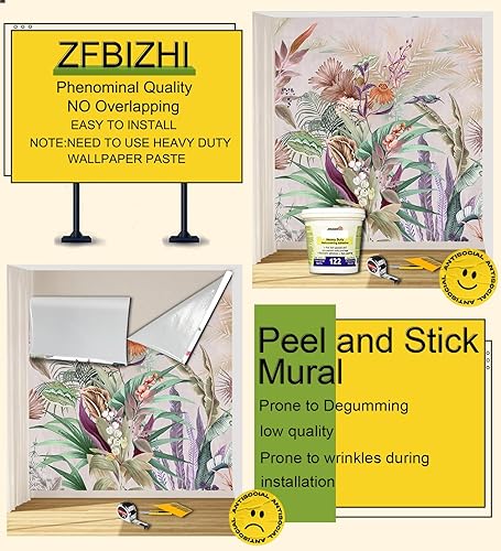 Miniatura 6 de Papel tapiz tropical con hojas de plátano, Monstera y pájaro, para sala de estar, dormitorio, baño, oficina (no se pega ni se pega)