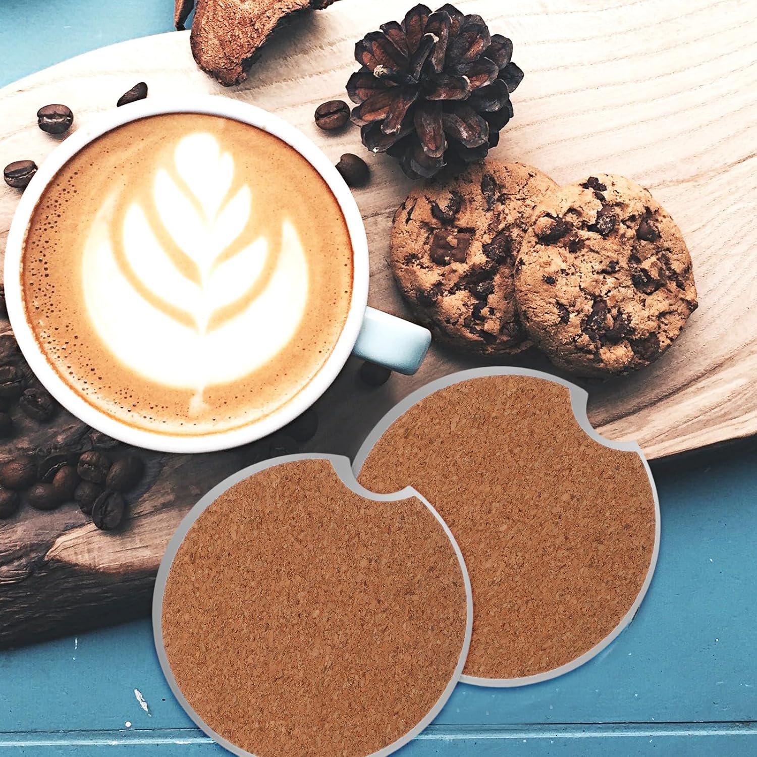 FRCOLOR Ceramic Car Coasters for Cup Holders, Sublimation Blank Round Coaster Set of 24, Absorbent Vehicle Cup Mats for DIY Crafting and Car Interior Protection