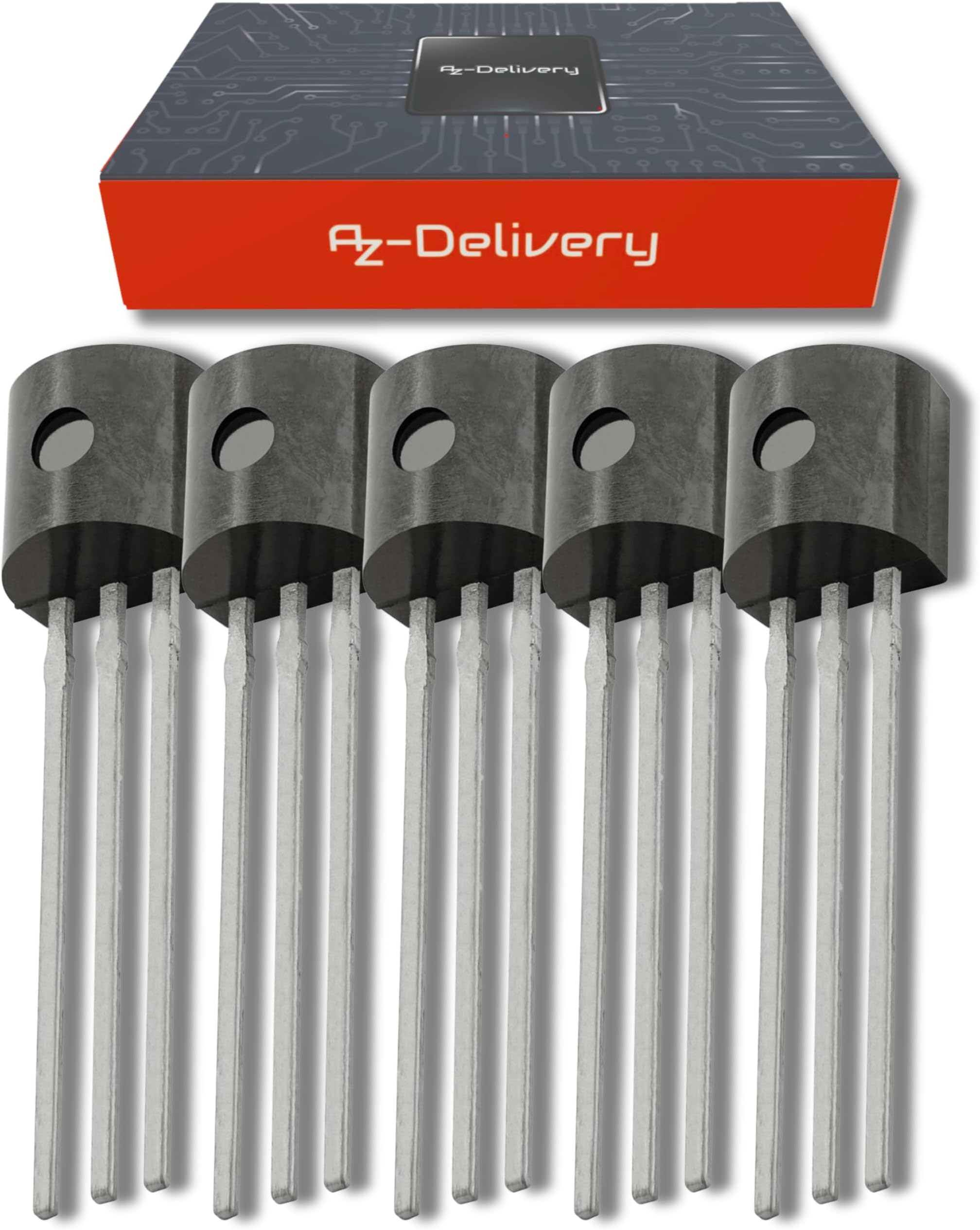 AZDelivery 5 x DS18B20 Digital Temperature Sensor TO92-55°C - +125°C compatible with Arduino and Raspberry Pi, including E-Book!