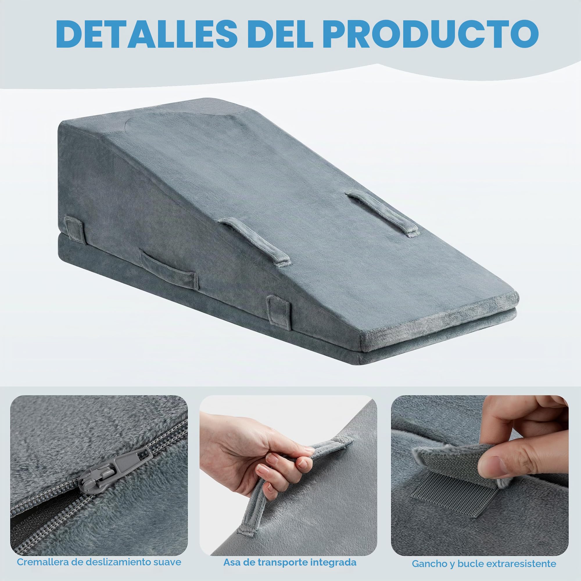 Almohada de Elevación de Piernas, Cojín de Cuña de Espuma Premium Ajustable, Alivia el Dolor Articular Postoperatorio, Curva Ergonómica para Mejorar la Circulación Sanguínea