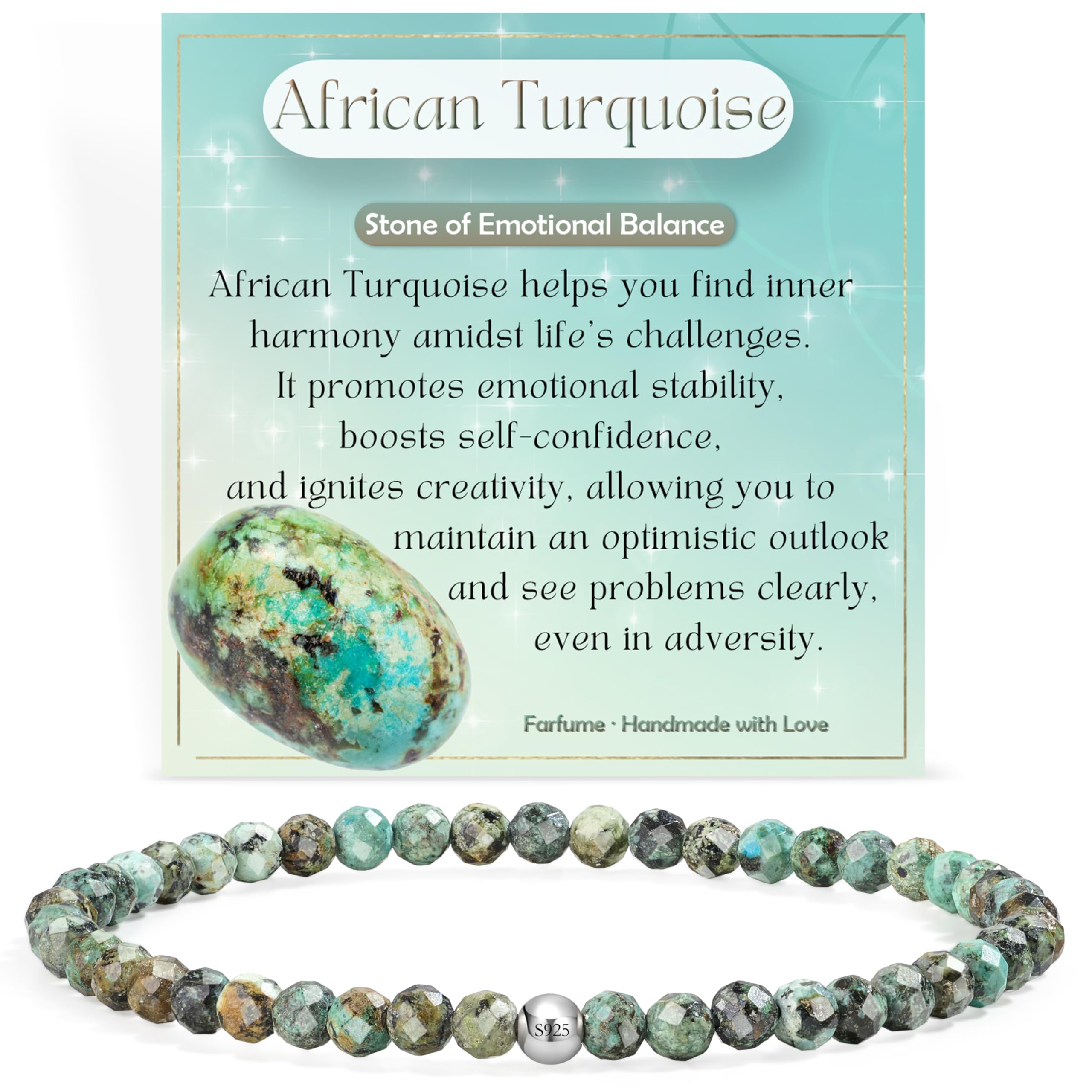 Farfume 4mm Edelstein Perlen Armband für Frauen, Kristall Silber 925 Naturstein Schmuck Elastisch Armbänder Damen, Chakra Spirituelle Charms Armbänder Valentinstag-Geschenke