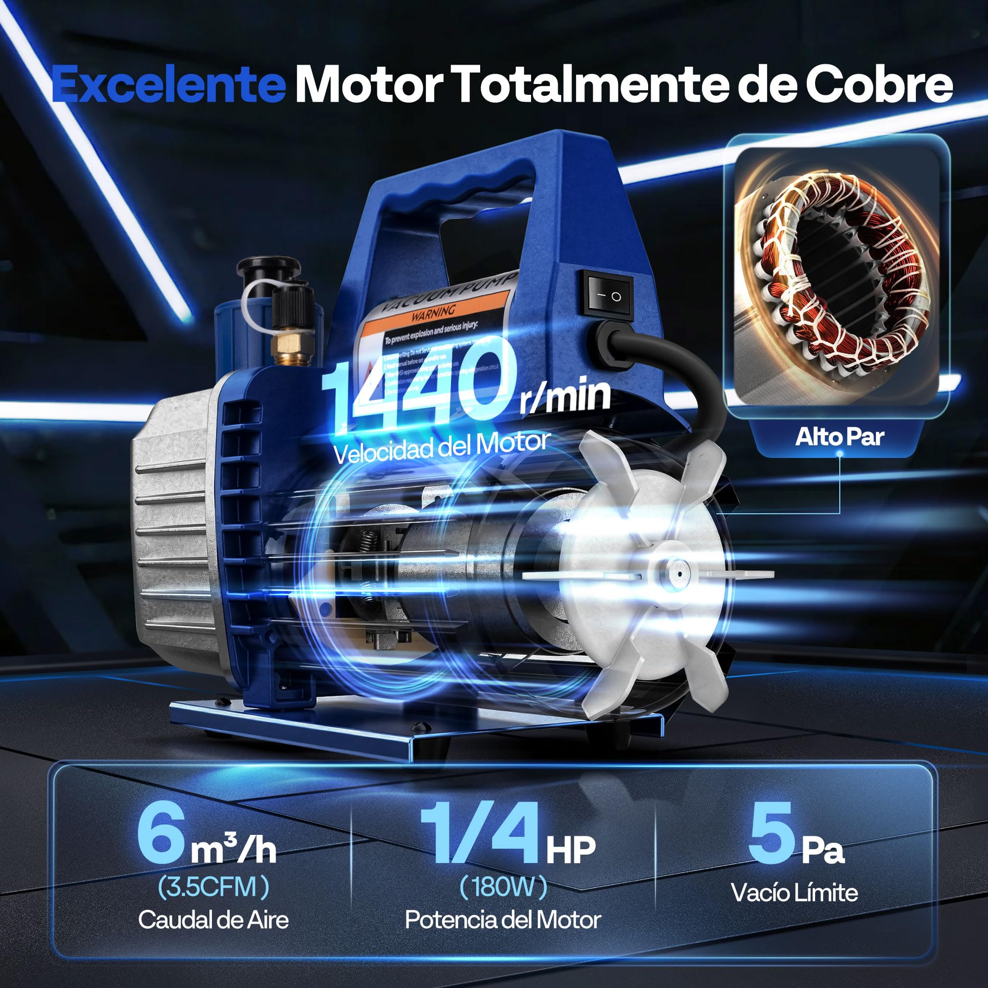 VIVOHOME Kit de Bomba de Vacío 3,5CFM Monofásica con Manómetros para HVAC Automotriz