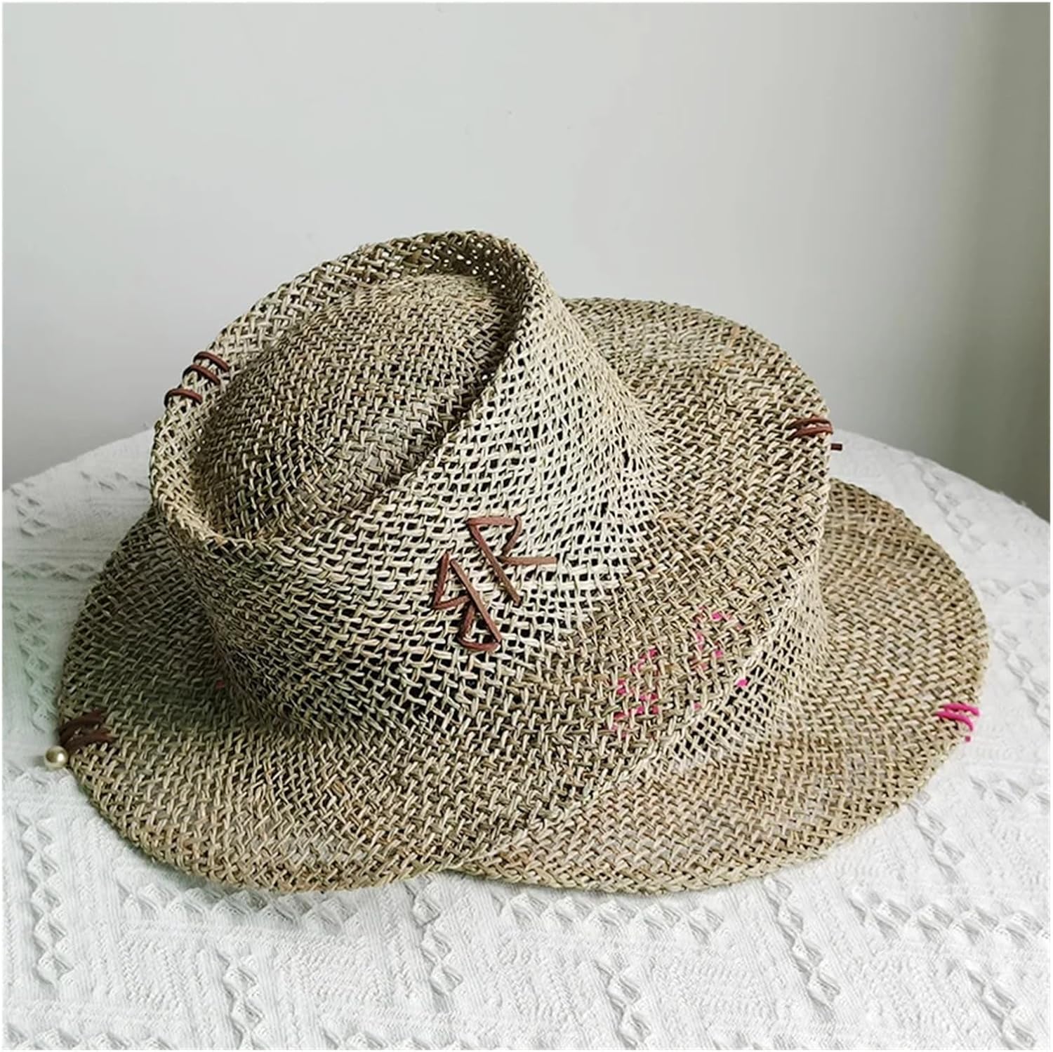 Designer French Elegant Women's Summer RB Letter Straw Hat Wide Brim Breathable Sun Protect Fashionable Beach Vacation Cap