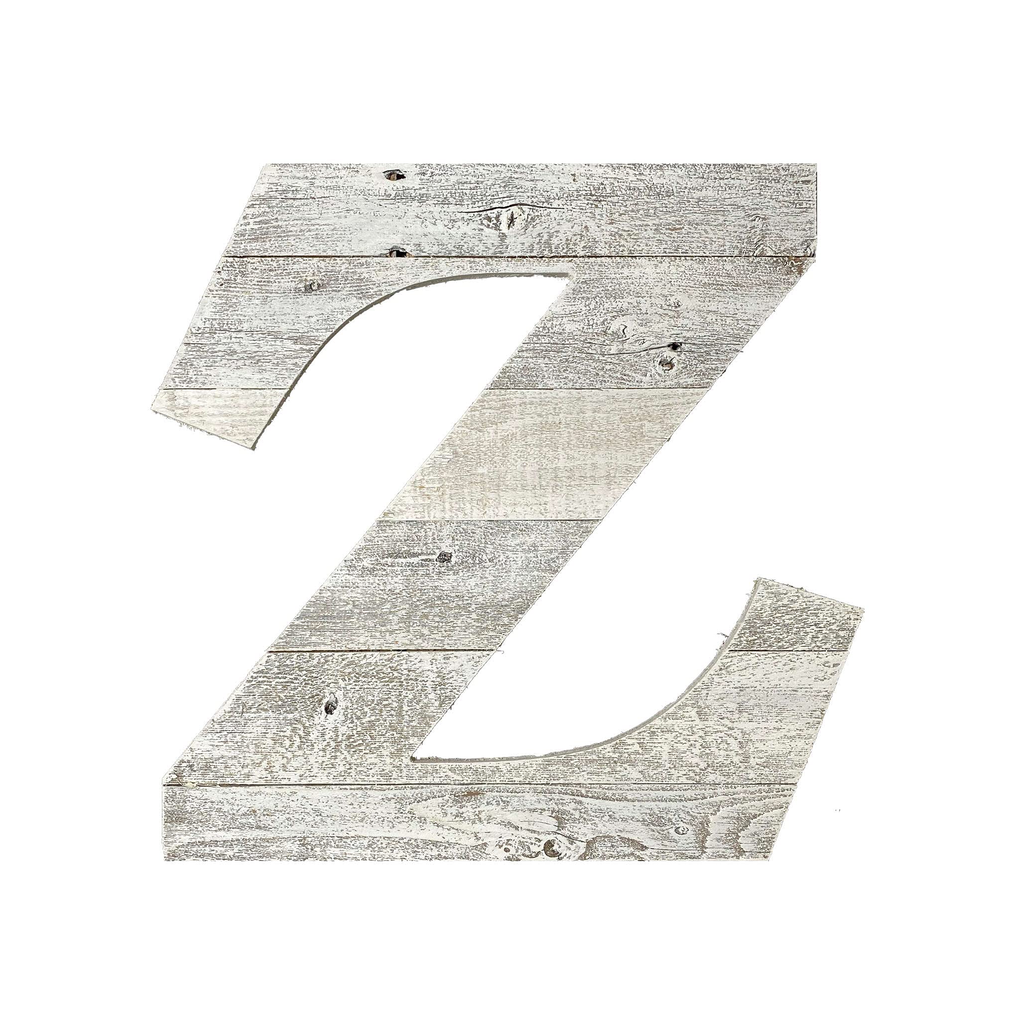 Rustic Barn Wood Letter Z | Distressed Monogram Alphabet Wall Decor | White Wash Finish