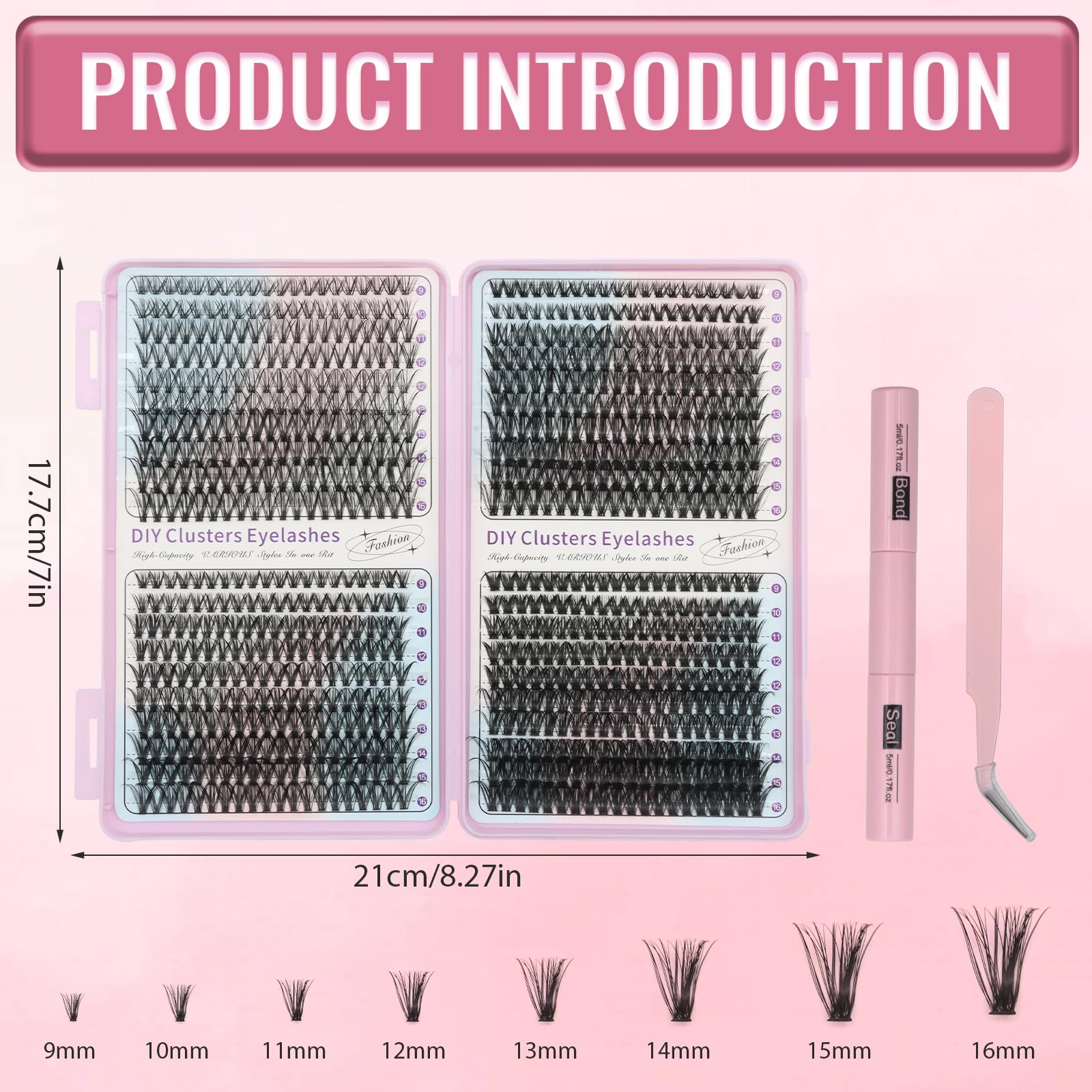 VEGCOO 800 Pezzi Ciuffetti Ciglia Finte Kit, 30D-40D-50D-60D DIY Kit Extension Ciglia, 9-16mm Curl Ciglia Finte Ciuffetti per Uso Personale e Domestico Lash Clusters