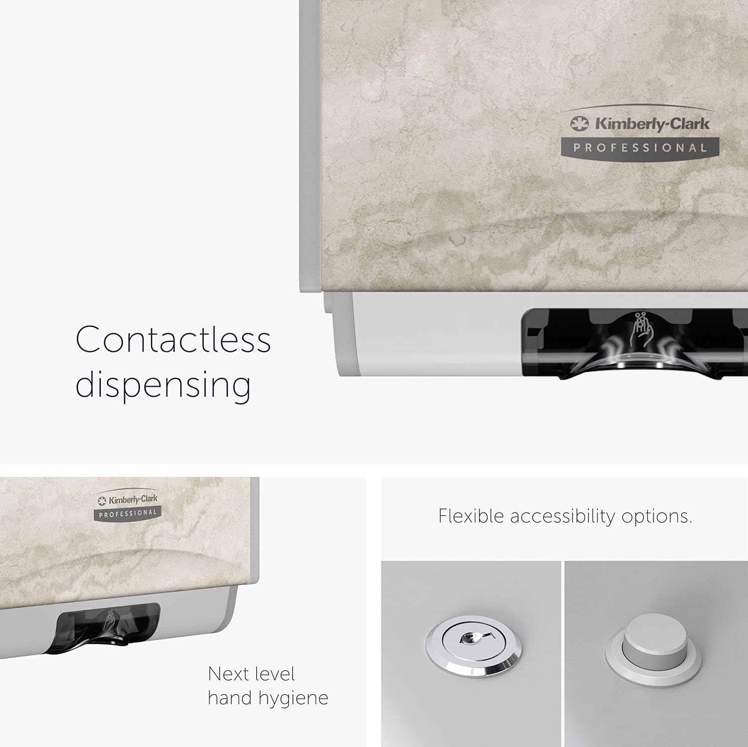 Kimberly-Clark Professional™ ICON™ Automatic Soap and Hand Sanitizer Dispenser (58744), with Warm Marble Design Faceplate, 11.5" x 7.5" x 3.98" (Qty 1)
