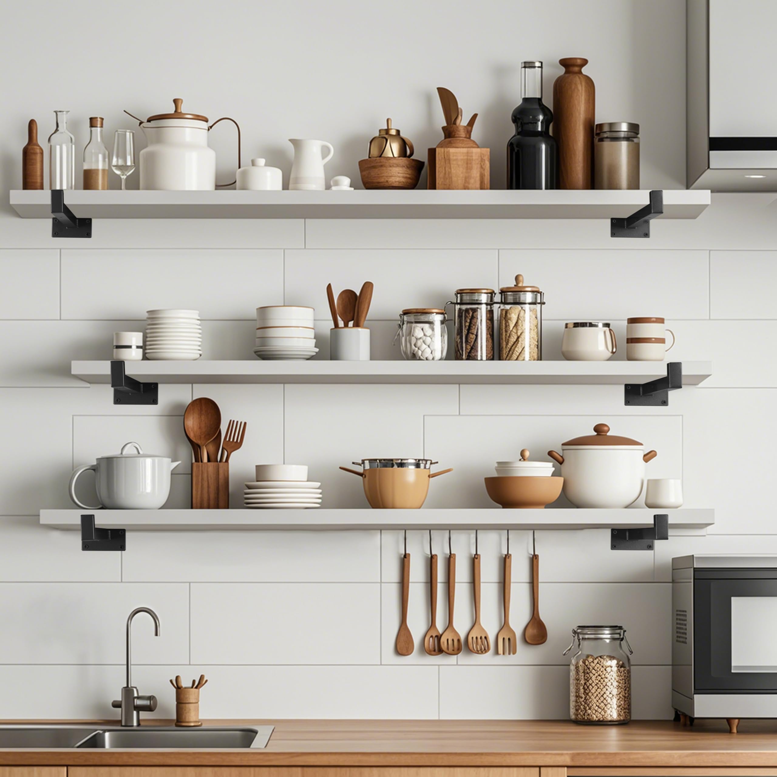 Snapklik.com : EZYDECOR Shelf Bracket 13 Inch Black Shelf Brackets Wall